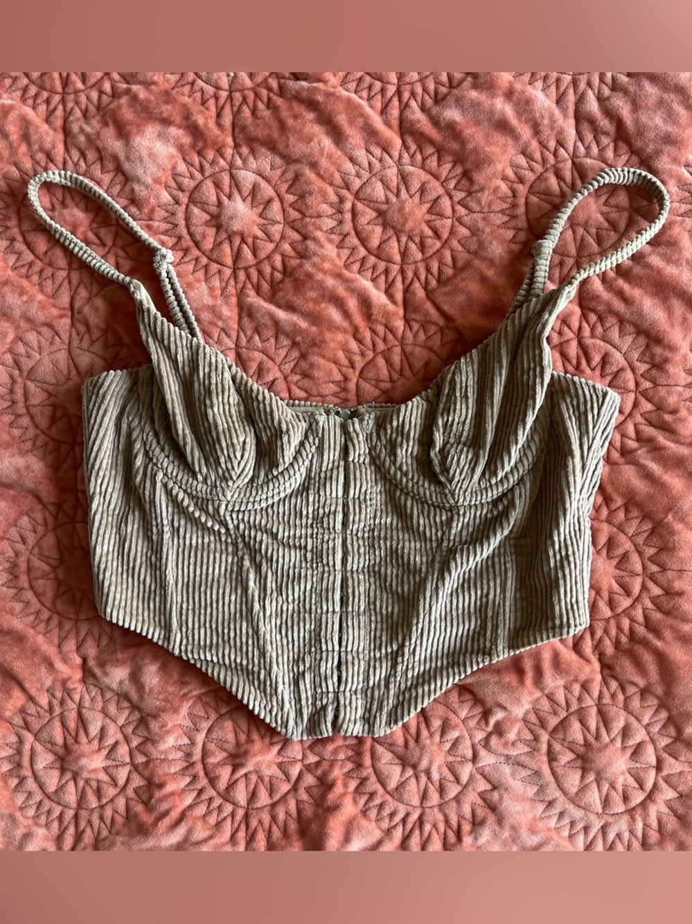 White Fox Women’s Corduroy Corset Crop Top